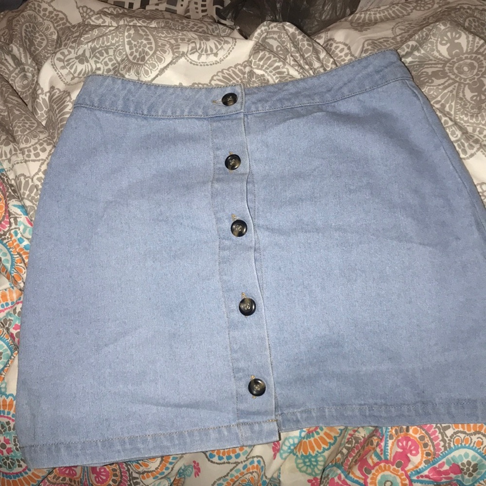 Button up denim skirt